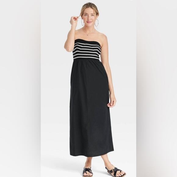 Strapless Midi Black Striped Dress - Universal Thread, Summer, Wedding Guest XXL - Picture 1 of 8